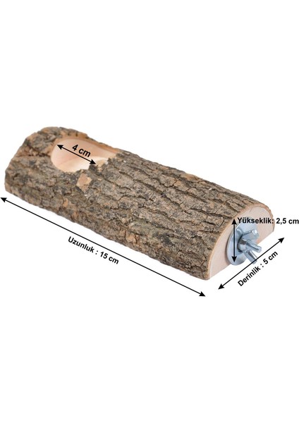 Kuş Tünek Papağan Tüneği Doğal Ağaç Kuş Tüneği Yemlik Kütük Tünek Uzunluk 15 cm