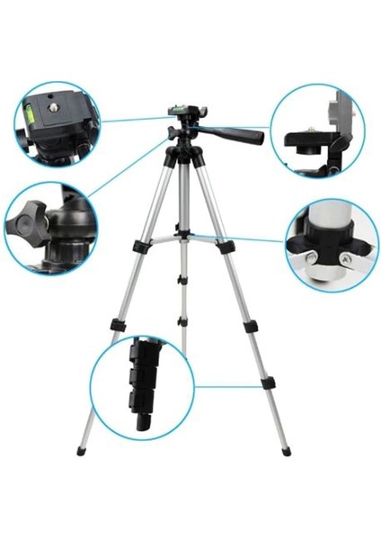 Tüm Telefonlara Uyumlu Ayarlanabilir Tripot Kamera Telefon Tutucu 102CM Ayaklı Siyah Tripod
