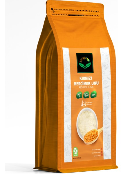 Yerli Kırmızı Mercimek Unu (Red Lentil Flour) Taş Değirmende Taze Öğütülmüştür 1 kg