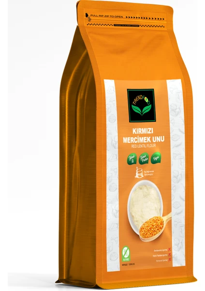 Trend Food Yerli Kırmızı Mercimek Unu (Red Lentil Flour) Taş Değirmende Taze Öğütülmüştür 1 kg