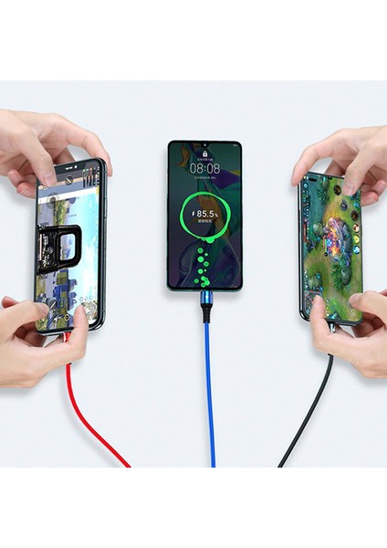 Huawei Xiaomi Samsung Iphone Uyumlu Çoklu Şarj Aleti Cihazı Kablosu Type-C Micro Lightning 3lü Şarz