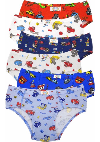 Erkek Çocuk Likralı Emprime Desenli Slip Külot 3090- 6 Adet