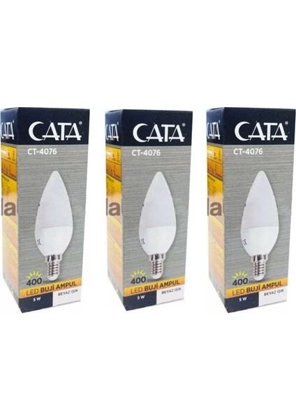 CT-4076 5W E14 Duylu LED Ampul 6400K Beyaz - 3 Adet