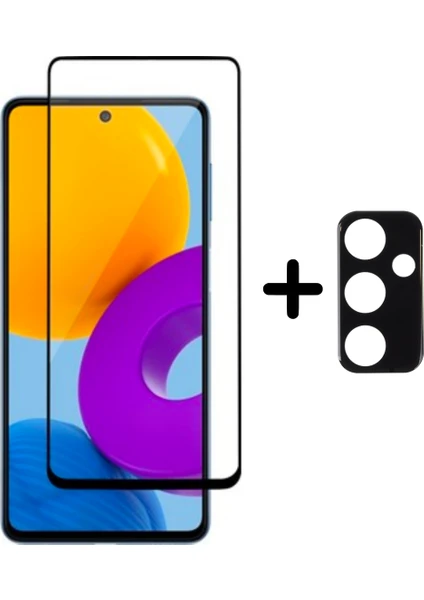 wowacs Samsung Galaxy M52 5d Tam Kaplayan Cam Ekran Koruyucu ve Kamera Lens Koruyucu Seti