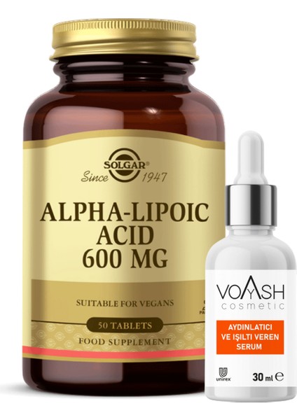 Alpha Lipoic Acid 600 Mg 50 Kapsül (Voyash Vitamin C Serum 30 Ml Li Alfa Lipoik Asid)