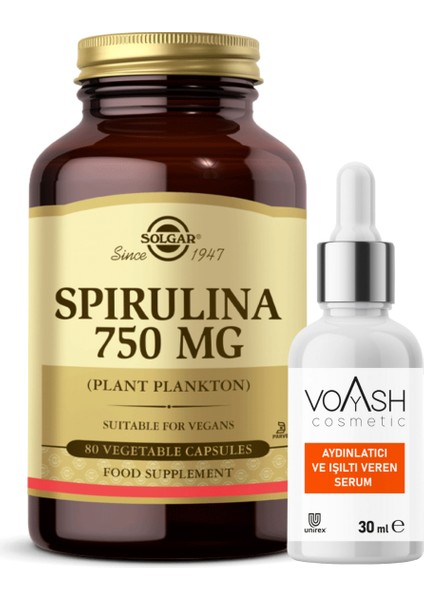 Spirulina 750 Mg 80 Tablet (Voyash Vitamin C Serum 30 Ml Li Siprulina)