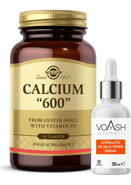 Calcium 600 Mg 60 Tablet (Voyash Vitamin C Serum 30 Ml Li Kalsiyum)