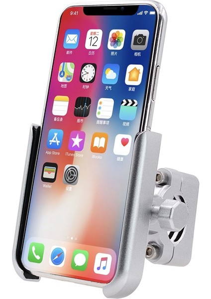 Motosiklet Alüminyum Alaşım Cep Telefonu Tutucu Braketi Gümüş (Yurt Dışından)