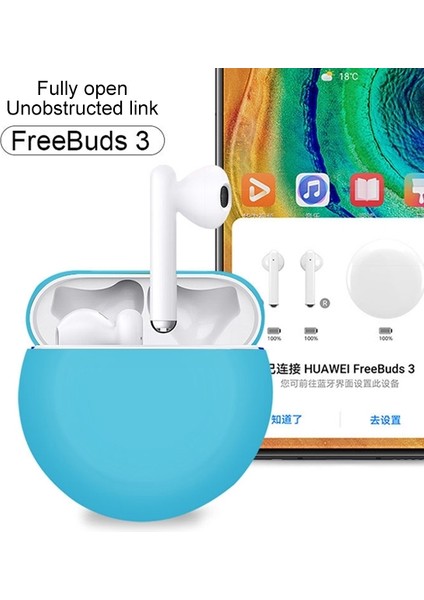 Huawei Tomurcukları Için 3 Sıvı Silikon Koruyucu Kasa Gök Mavisi (Yurt Dışından)
