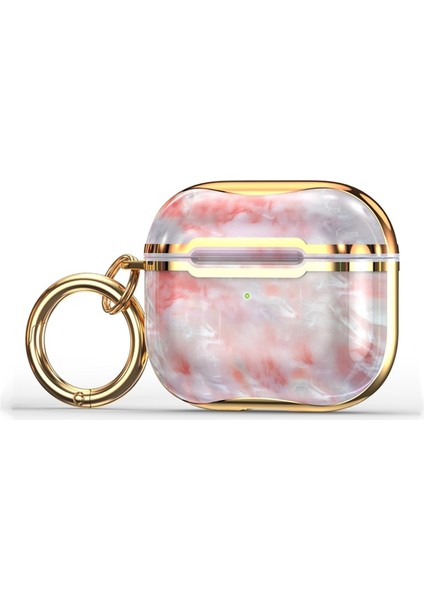 3 Pembe + Altın Için Mermer Doku Kulaklık Kasası (Yurt Dışından)