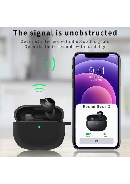 Xiaomi Redmi Tomurcukları Için Silikon Kulaklık Kasası 3 Siyah (Yurt Dışından)