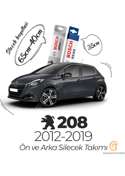 Peugeot 208 Ön Arka Silecek Seti (2012-2019) Bosch Aeroeco fiyatları