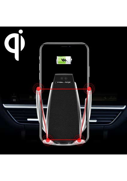 S5 Otomatik Indüksiyon Wiress Charger Hava Havalandırma Braketi Siyah (Yurt Dışından)