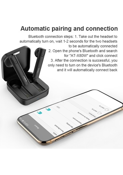 AT-X80W Tws Yarı Yarı Bluetooth Kulaklık Beyaz (Yurt Dışından) fırsatları