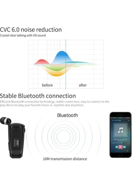 Fineblue F990 Gürültü Azaltma Lavalier Bluetooth Kulaklık Siyah (Yurt Dışından)