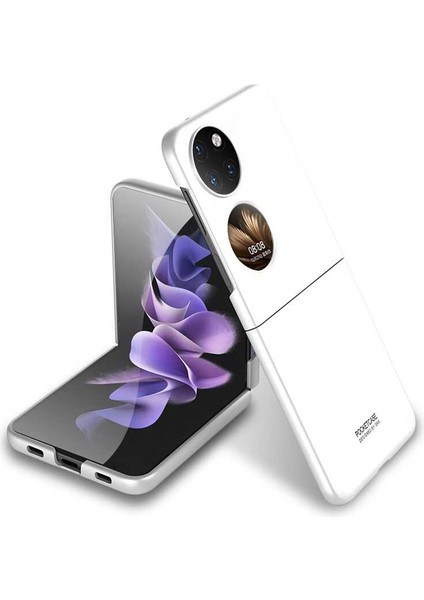 Case 4U Huawei P50 Pocket Kılıf Sert Katlanabilir Kıpta Kapak Beyaz