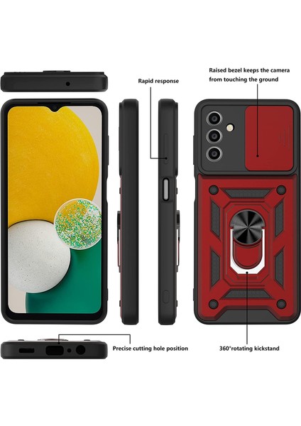 Xiaomi Redmi Note 11 / Redmi Note 11s Kılıf Stand Olabilen Yüzüklü Sürgülü Vega Arka Kapak Kırmızı fiyatları