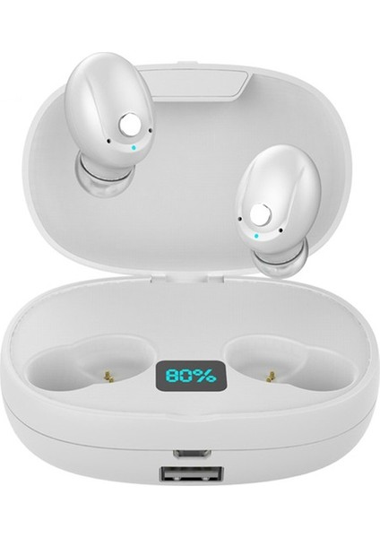 T5S Tws LED Ekran Bluetooth Earppheet Beyaz Beyaz (Yurt Dışından)