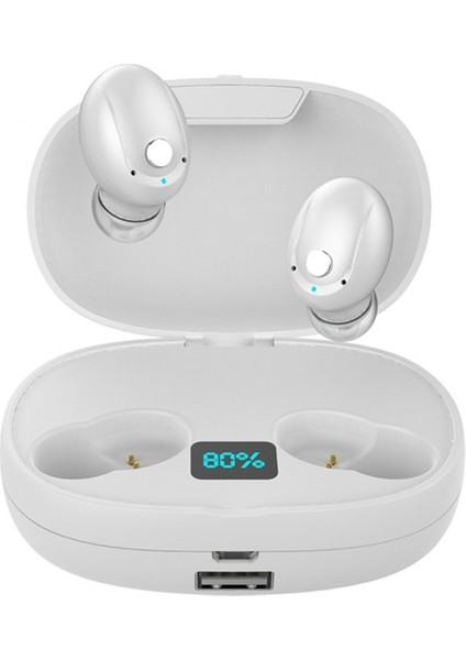 T5S Tws LED Ekran Bluetooth Earppheet Beyaz Beyaz (Yurt Dışından)