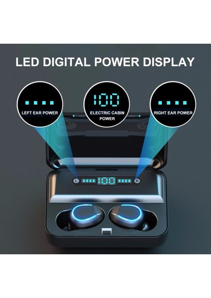 F9-5u Dijital Ekran Gürültü Azaltma Bluetooth Kulaklık Siyah (Yurt Dışından) indirimleri