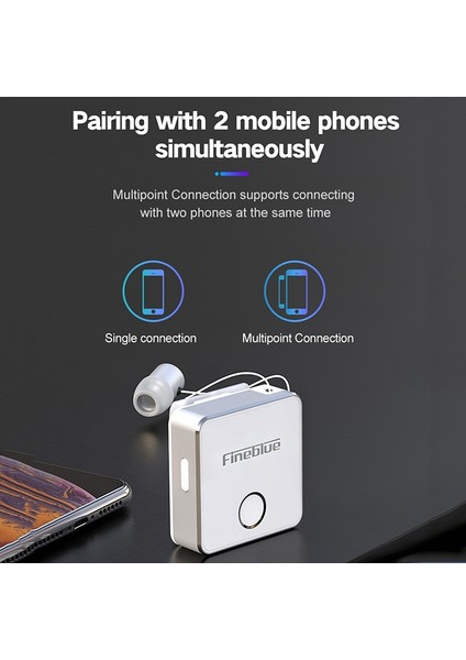 F1 Lavalier Bluetooth Kulaklık Beyaz (Yurt Dışından)