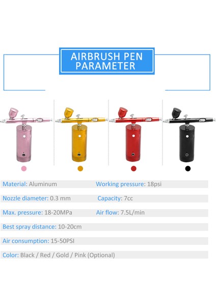 Şarj Edilebilir USB Airbrush Kiti Taşınabilir Airbrush (Yurt Dışından)