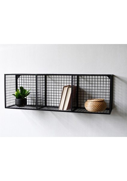 Metal 3 Küp Gözlü Kafes Yatay Duvar Rafı/Kitaplık (100 x 33 x 23 cm) fiyatları