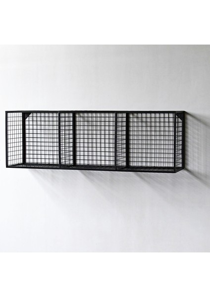 Metal 3 Küp Gözlü Kafes Yatay Duvar Rafı/Kitaplık (100 x 33 x 23 cm) modelleri