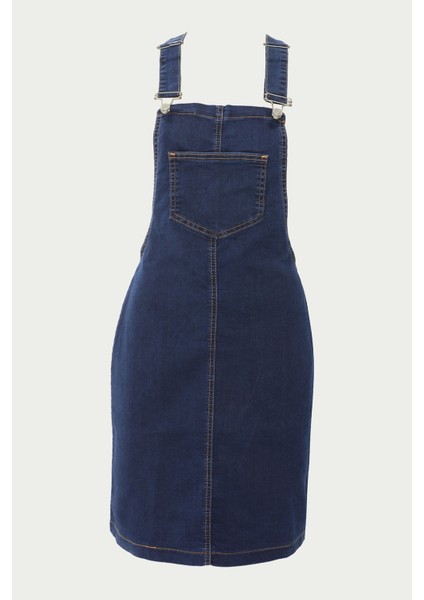Kadın Askılı Denim Salopet Elbise