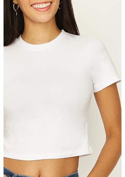 Kadın Basic Örme Crop Body