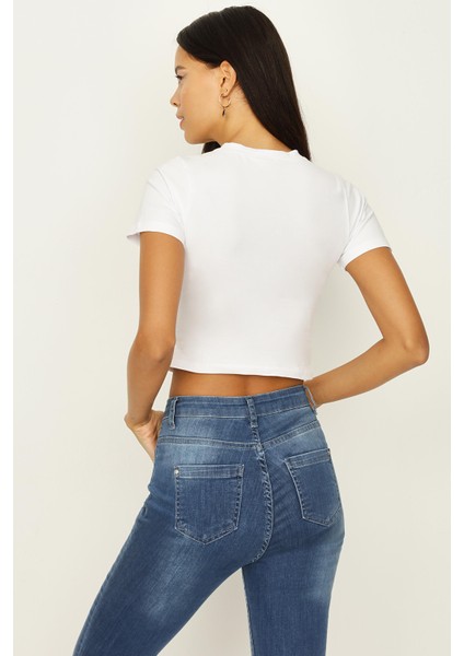 Kadın Basic Örme Crop Body