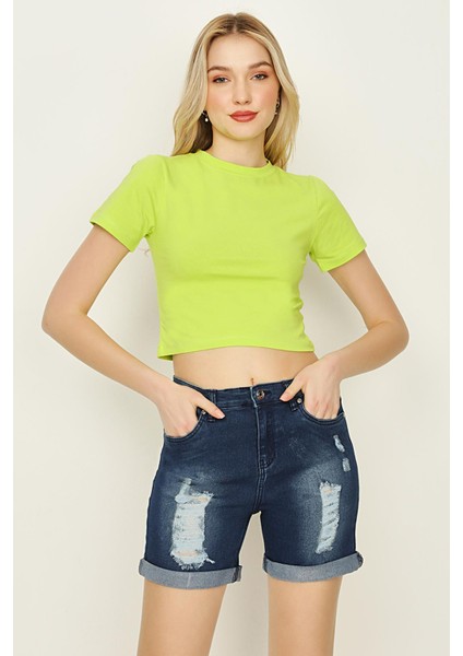 Kadın Basic Örme Crop Body