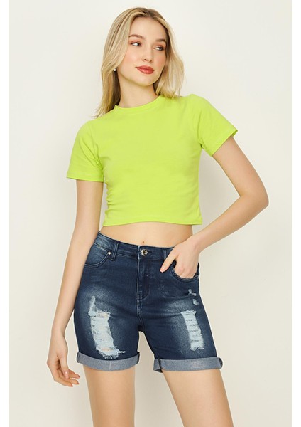 Kadın Basic Örme Crop Body