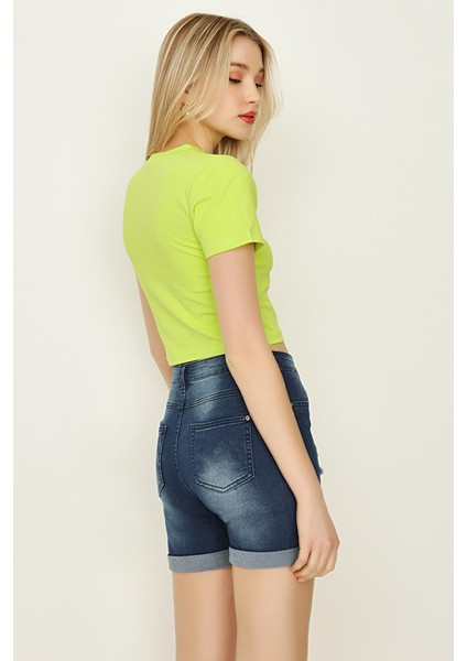 Kadın Basic Örme Crop Body
