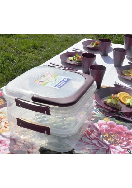 Katlı Piknik Seti Mürdüm