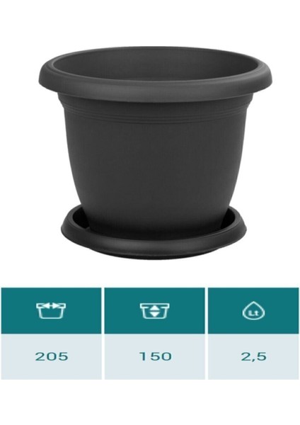 Ucuzzavm Villa Saksı 2.5 Litre Antrasit