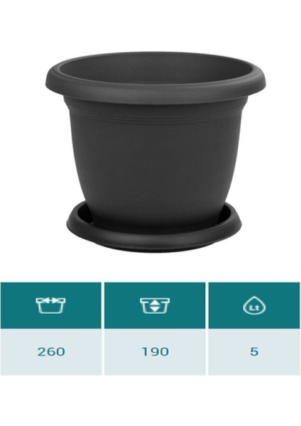 Ucuzzavm Villa Saksı 5 Litre Antrasit