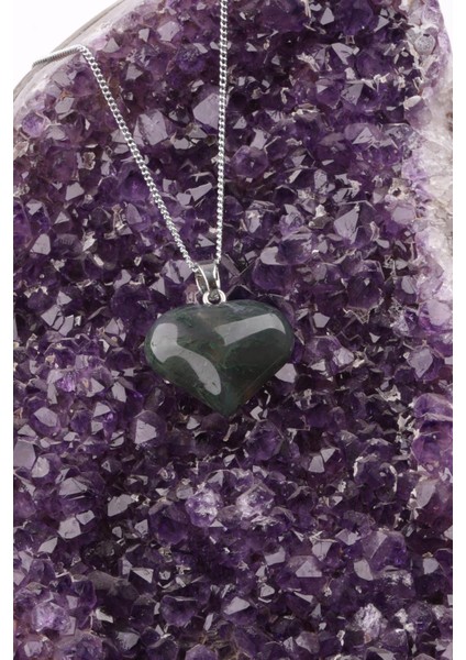 Yosun Akik Doğal Taş Kalp Model Kolye fiyatları