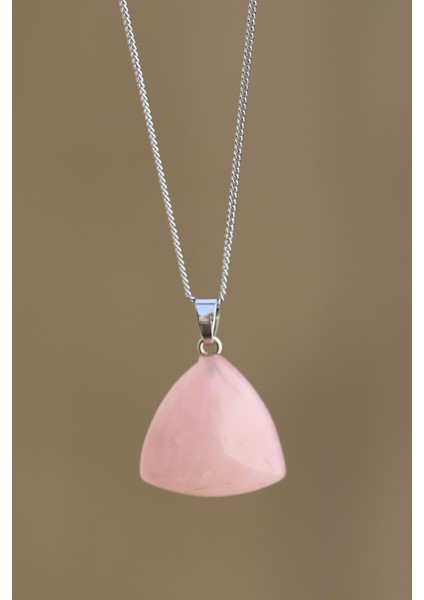 Pembe Kuvars Doğal Taş Kolye