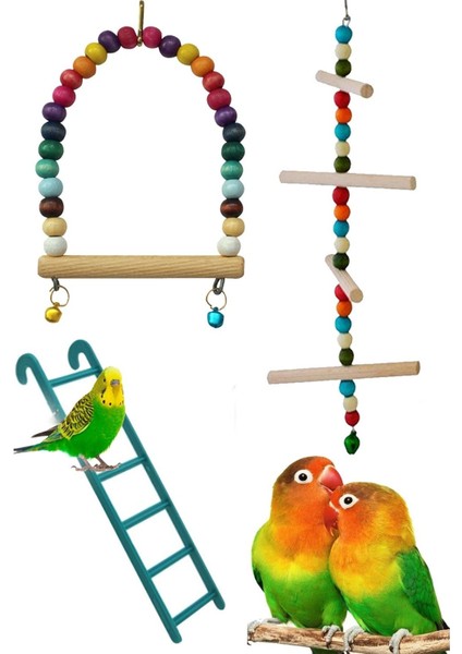Papağan ve Muhabbet Kuşları Için Salıncak 3'lü Set