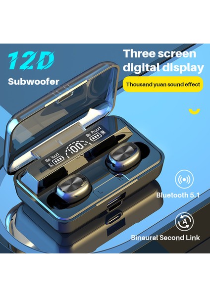 G03-5 Bluetooth Uyumlu LED Dijital Ekran Abs Kulak Içi Kablosuz Kulaklık - Siyah (Yurt Dışından)