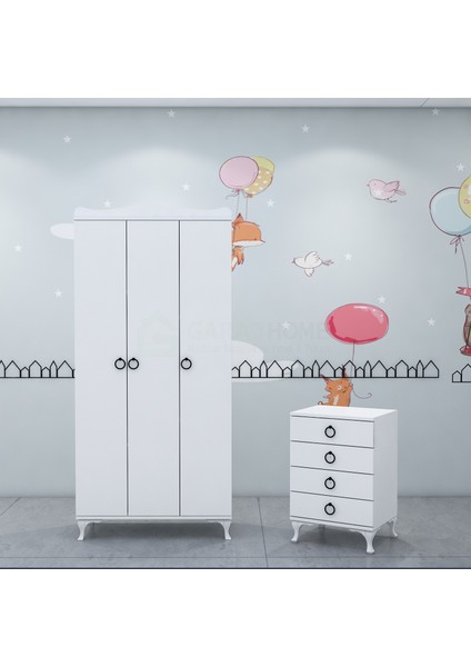 Sude Asansörlü Yıldız 3 Kapaklı Bebek Odası Takımı -Kombinli-Uyku Seti-Beyaz indirimleri