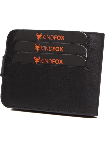 Kindfox %100 Gerçek Dana Derisi | Para Bölmeli Unisex Kartlık | Cüzdan | Çıt Çıtlı