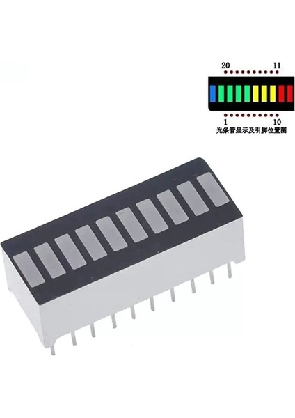 4 Renk Bar LED 10 Segment Akü Batarya Kapasite Doluluk Göstergesi