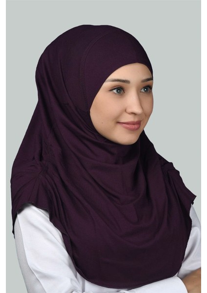 Hazır Türban Büzgülü Pileli Pratik Eşarp Tesettür Hijab - Namaz Örtüsü - Mürdüm fiyatları