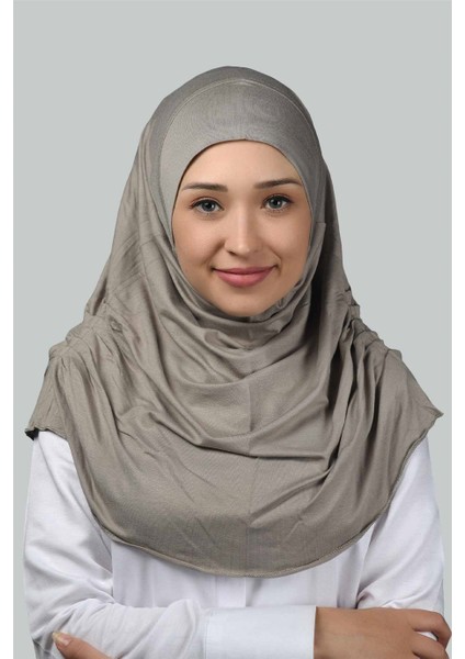 Hazır Türban Büzgülü Pileli Pratik Eşarp Tesettür Hijab - Namaz Örtüsü - Açık Vizon