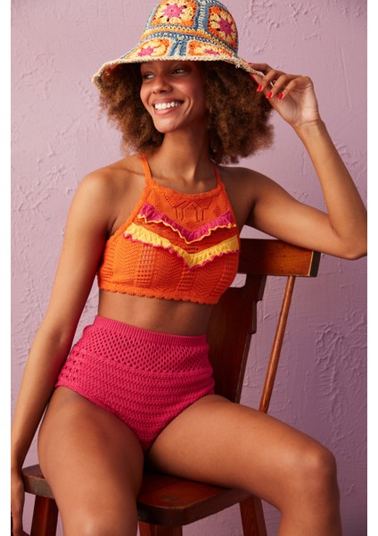 Pembe Pia Triko Şort Bikini Altı