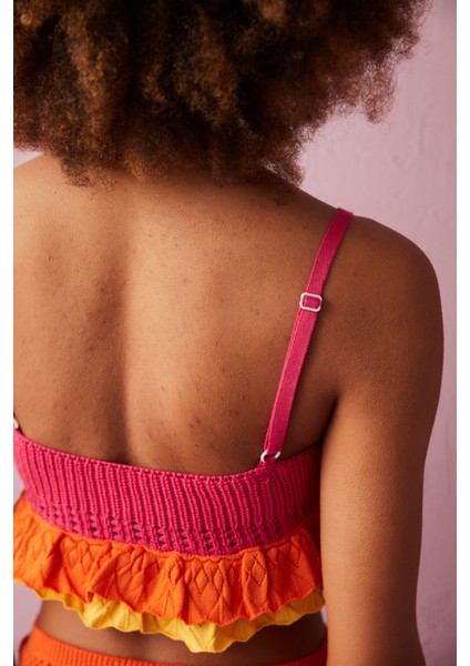 Çok Renkli Frida Triko Bralet Bikini Üstü