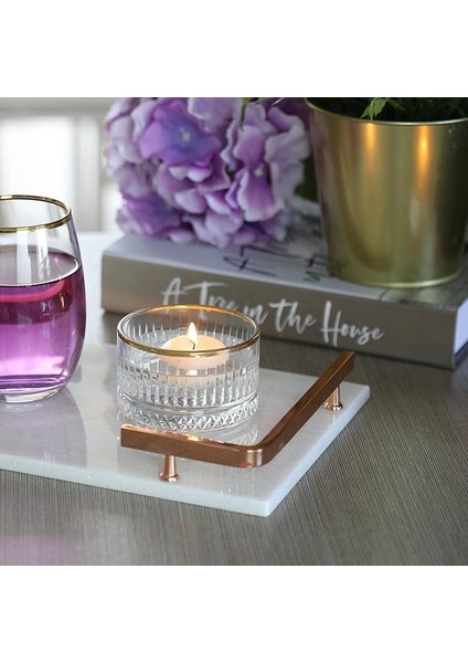 Mermer Beyaz Rose Gold L Dizayn 30 x 20 cm Tepsi fırsatları