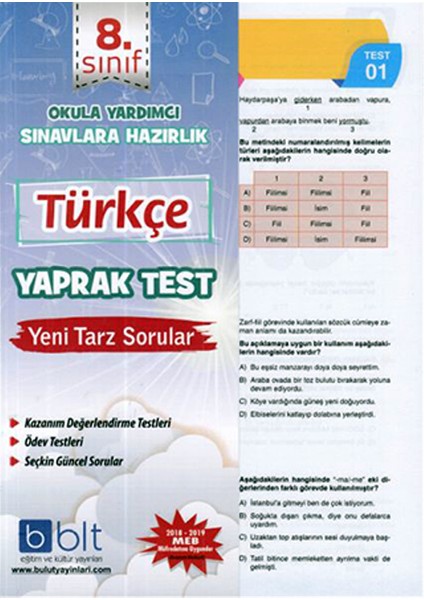 8.sınıf Türkçe Yaprak Test